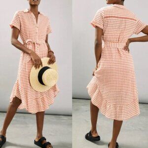 Maeve Anthropologie Finley Gingham Shirtdress Orange Large